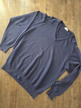 BHS Pure Cotton 42 Inch V Neck Knit Sweater Made In Britain